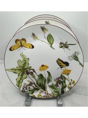 4 Grace's Teaware Dinner Plates Wildflowers & Butterflys New